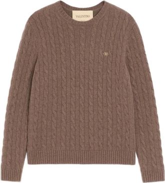 Valentino Truien & Vesten, Heren, Bruin, M, Kasjmier, VLogo Trui met Kabelsteek