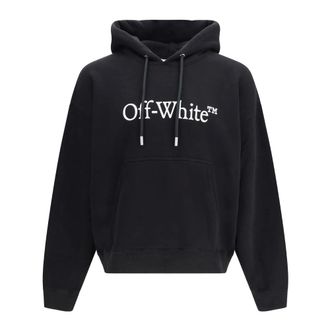 Off-white Hoodies, male, Black, Size: M Big Bookish Skate Hooded Sweatshirt