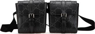 Gucci Pre-owned Womens Double Pocket Belt Bag - Black Leather - One Size
