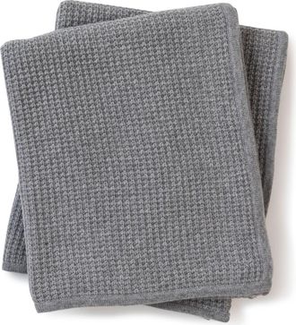 Sofiacashmere Sienna Waffle Knit Cashmere Throw Blanket in Grey at Nordstrom