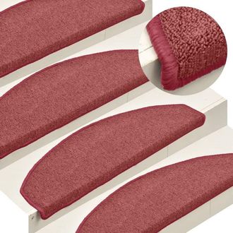 vidaXL vidaXL Tappetini per scale 15 pz 65x24x4 cm Bordeaux Semicircolari Grandi