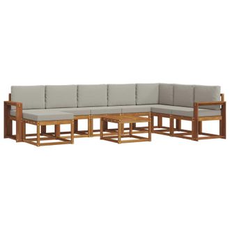 vidaXL Conjunto De Sof&aacute;s De Exterior 9 Pcs Gris Natural Y Claro Vidaxl