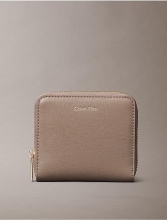 Calvin Klein Womens Foil Logo Square Zip Wallet - Brown