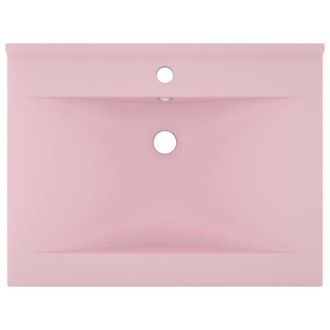 Berkfield Home Luxury Basin with Faucet Hole Matt Pink 60x46 cm Ceramic