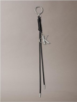 Calvin Klein Womens Leather Tassle Bag Charm - Black