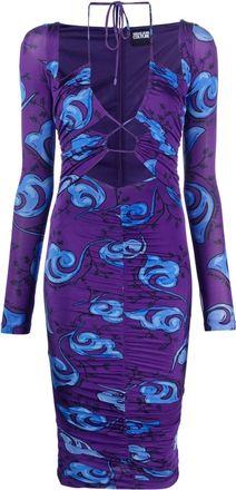 Versace Jeans Couture floral-print midi dress - women - Viscose/Spandex/Elastane/Polyamide - 44 - Purple