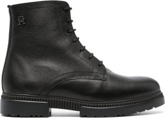 Tommy Hilfiger lace-up leather boots - men - Calf Leather/Calf Leather/Rubber/Fabric - 43 - Black