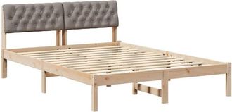 vidaXL Estructura De Cama Con Cabecera Marr&oacute;n Y Taupe 150 X 200 Cm Vidaxl