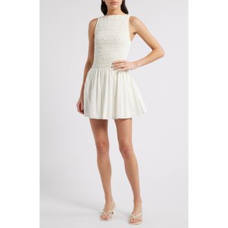 Faithfull The Brand Noa Smocked Minidress in White at Nordstrom Rack, Size Large