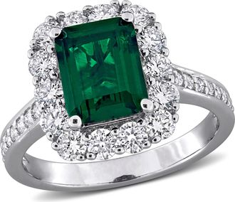 Mimi & Max Lab-Grown Diamond Halo and Created Gemstone Ring