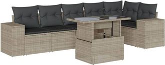 vidaXL Set De Sof&aacute;s De Jard&iacute;n 7 Pzas Con Cojines Rat&aacute;n Pe Gris Claro Vidaxl