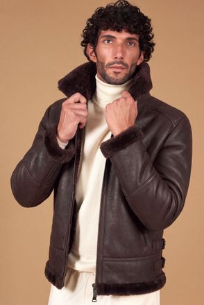 D'Arienzo Montone shearling testa di moro biker collo camicia con fibbia DArienzo, Seleziona Taglia 46, Colore Testa di moro
