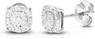 Vir Jewels 1/5 cttw 42 Stones Round Lab Grown Diamond Studs Earrings.925 Sterling Silver Prong Set Square Shape