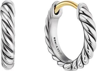 David Yurman Orecchini a cerchio Sculpted Cable Micro in argento sterling (10.7mm)