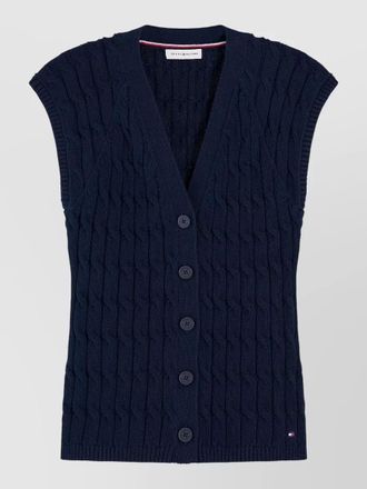 Tommy Hilfiger v neck cable knit vest cardigan