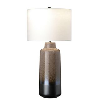 Loops Table Lamp Light Brown Glaze Graphite Base White Faux Silk Shade LED E27 60W