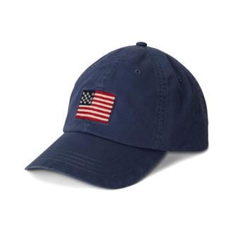 Polo Ralph Lauren Cotton Baseball Cap with Flag - male - Polo Ralph Lauren - Hats & Caps - Blue - ONE SIZE - Accessories