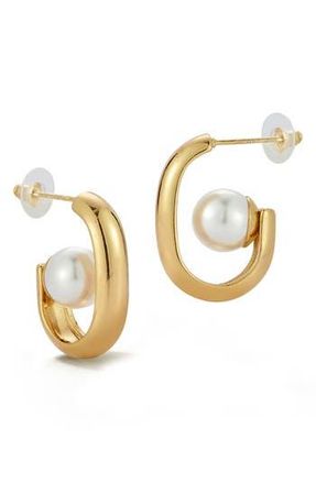 Glaze Jewelry Faux Pearl Hoop Earrings in Gold at Nordstrom Rack