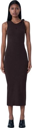 J.W.Anderson Rib Jurk met Logo Motief - Dames - Casual kleedjes - Bruin - M - Katoen - Kleedjes