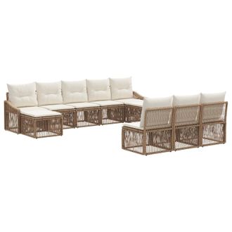 vidaXL Conjunto De Sof&aacute;s De Jard&iacute;n 10 Pcs Beige Rat&aacute;n Sint&eacute;tico Vidaxl