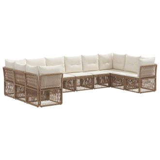 vidaXL Conjunto De Sof&aacute;s De Jard&iacute;n 10 Pcs Beige Rat&aacute;n Sint&eacute;tico Vidaxl