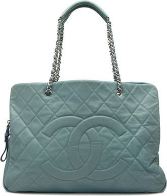 Chanel Light Blue Grained Calfskin Tote Bag (Pre-Owned)