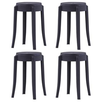 vidaXL Taburetes Apilables 4 Unidades Pl&aacute;stico Negro Vidaxl