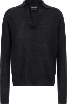 Tom Ford Cashmere and Silk Knit Polo Shirt - male - Tom Ford - Cashmere Knitwear - Black - L - Knitwear
