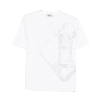 Herno T-Shirts, female, White, Size: XL Logo T-shirt