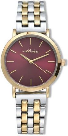 Ettika Classic Round Dial Two-Tone Bracelet Watch in Claret And Mixed Metal at Nordstrom Rack