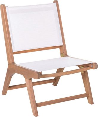 LOLAhome Silla baja de jard&iacute;n Nina de acacia maciza y textileno blanco