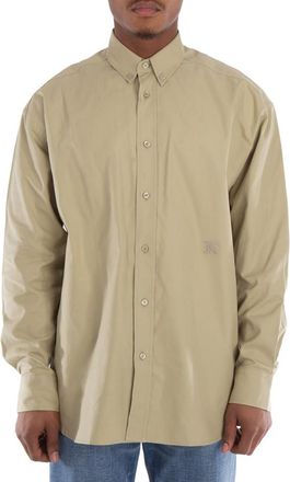 Burberry Logo-Embroidered Cotton Shirt, Size Medium