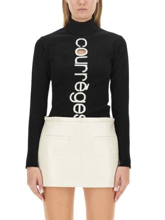 Courr&egrave;ges High Neck Black Jersey
