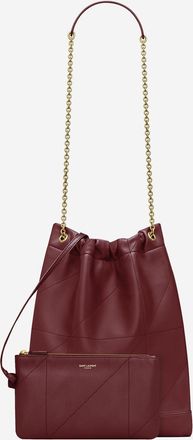 Saint Laurent Womens Lambskin Clutch Bag Bordeaux