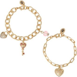 Juicy Couture Charm Bracelet Set with Heart and Key Charms, 7.5 in Gold Tone at Nordstrom