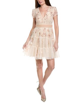 Adrianna Papell Cap Sleeve Pearly Sequin Cocktail Dress