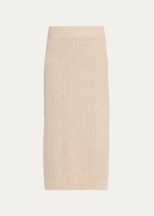 Lafayette 148 New York Cable-Knit Cashmere Midi Skirt
