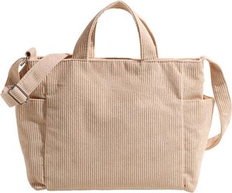 Generic Womens Corduroy Shoulder Bag,Vintage Commuter Tote Bag, Hobo Handbag with Zipper, Adjustable Strap, Applies to Commuting, Work or Everyday Use (Beige,