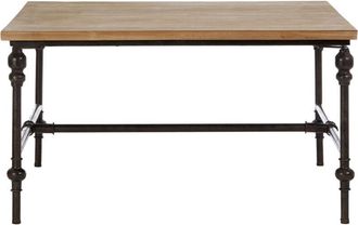 Premier Housewares Interiors by Premier Wood Top Coffee Table, Industrial Style Coffee table, Square Coffee Table, Wood Top Metal Coffee Table