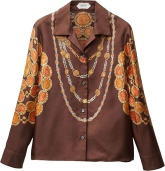 Versace Brown Printed silk shirt