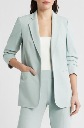 Anne Klein Scrunch Sleeve Open Front Jacket in Soft Aloe at Nordstrom, Size X-Large