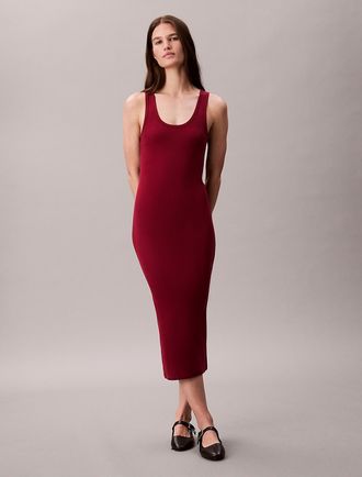 Calvin Klein Jeans Calvin Klein Womens Rib Slip Dress - Red - XS