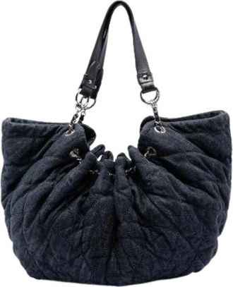 Chanel Pre-owned Stretch Spirit Cabas Tote Bag - Dames - Vintage Schoudertas - Blauw - ONE Size - Denim - Vintage