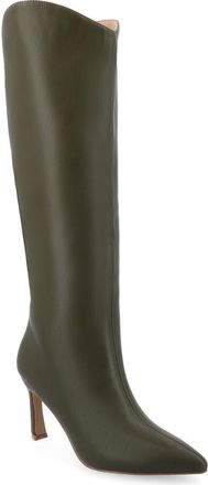 Journee Collection Rehela Pointed Toe Boot in Olive at Nordstrom Rack, Size 6.5 Regular Calf