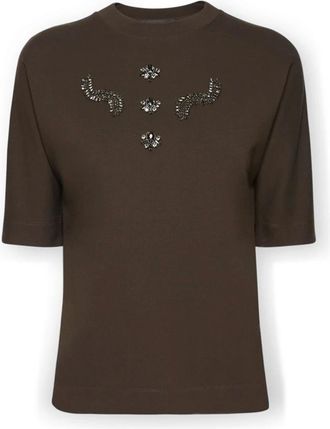 Elena Miro Tops, Dames, Groen, 3Xl, Nylon, Sweatshirt met korte mouwen en borduursel