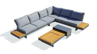 DCB Garden Sal&oacute;n de jard&iacute;n de esquina 6 pl madera acacia y aluminio