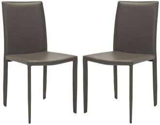 Safavieh Set de 2 sillas de comedor en cuero sintetico gris