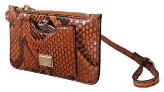 Dolce & Gabbana Womens Brown Leather Coin Purse Wristlet Mirror Agnese Wallet