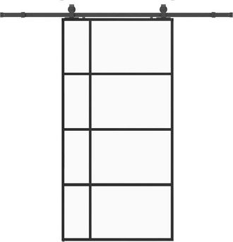 vidaXL Vidaxl - Puerta Corredera Set Herrajes Negra 102,5x205 Cm Esg Vidrio