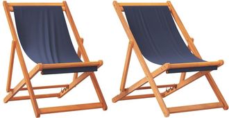 vidaXL Sillas De Playa Plegables 2 Unidades Tela Azul Vidaxl